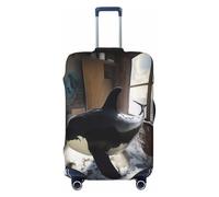 YVNKHKU The killer whale in the room Stretchable Suitcase Cover - Durable, Anti-Scratch, Fits 18-32 Inch Luggage, Easy Wash & Travel Protection, Black, S