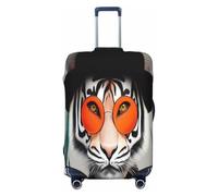 YVNKHKU Tiger people Stretchable Suitcase Cover - Durable, Anti-Scratch, Fits 18-32 Inch Luggage, Easy Wash & Travel Protection, Black, M