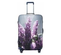 YVNKHKU Violet flowers in the church Stretchable Suitcase Cover - Durable, Anti-Scratch, Fits 18-32 Inch Luggage, Easy Wash & Travel Protection, Black, XL