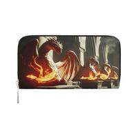 YVNKHKU Wallet Wallet Money Clip Stylish For Mens Women Handbags, Pu Leather, Multiple Compartments, Ideal For Cash And Cards Fantasy Art Fire Dragon, Black, One Size