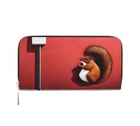 YVNKHKU Wallet Wallet Money Clip Stylish For Mens Women Handbags, Pu Leather, Multiple Compartments, Ideal For Cash And Cards Squirrels under the Red City Wall, Black, One Size