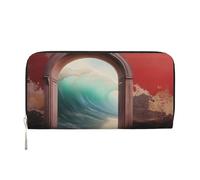 YVNKHKU Wallet Wallet Money Clip Stylish For Mens Women Handbags, Pu Leather, Multiple Compartments, Ideal For Cash And Cards The window leading to the sea, Black, One Size