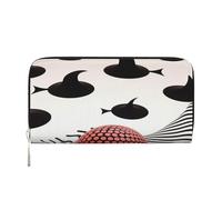 YVNKHKU Wallet Wallet Money Clip Stylish For Mens Women Handbags, Pu Leather, Multiple Compartments, Ideal For Cash And Cards Surrealist background, red, white, and black colors, Black, One Size