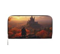 YVNKHKU Wallet Wallet Money Clip Stylish For Mens Women Handbags, Pu Leather, Multiple Compartments, Ideal For Cash And Cards Standing near the castle, Black, One Size