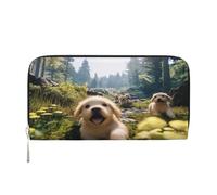 YVNKHKU Wallet Wallet Money Clip Stylish For Mens Women Handbags, Pu Leather, Multiple Compartments, Ideal For Cash And Cards A lively little dog, Black, One Size