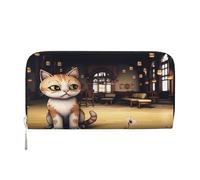 YVNKHKU Wallet Wallet Money Clip Stylish For Mens Women Handbags, Pu Leather, Multiple Compartments, Ideal For Cash And Cards A cute steampunk tabby cat, Black, One Size