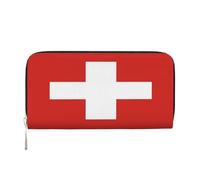 YVNKHKU Wallet Wallet Money Clip Stylish For Mens Women Handbags, Pu Leather, Multiple Compartments, Ideal For Cash And Cards Swiss Flag, Black, One Size