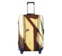 YVNKHKU What kind of wooden door Stretchable Suitcase Cover - Durable, Anti-Scratch, Fits 18-32 Inch Luggage, Easy Wash & Travel Protection, Black, S