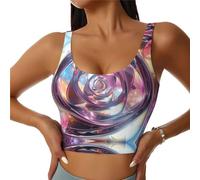 YVNKHKU Women Workout Tank Tops Colorful fractal vortex Racerback Going Out Basic Slim with Built-in Bra Fit Yoga Gym Shirts, Black, Medium