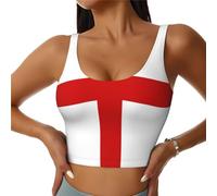 YVNKHKU Women Workout Tank Tops England Flag Racerback Going Out Basic Slim with Built-in Bra Fit Yoga Gym Shirts, Black, M