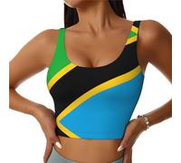 YVNKHKU Women Workout Tank Tops Tanzania Flag Racerback Going Out Basic Slim with Built-in Bra Fit Yoga Gym Shirts