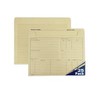 YvnShine Project File Jackets with Preprinted Tracking Layout, 3-Sided Secure Storage, Straight Cut Tab, Letter Size Heavy Duty Manila File Folders with Note Lines, 25 Pack for Office Organization