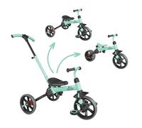 Yvolution 4 in 1 Flippa Toddler Trike with Parent Steering Push Handle, Toddler Balance Bike with Removable Pedals for Boys Girls 2-5 Years Old (Teal)