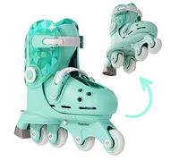 Yvolution Twista Kids Learner Skates for Beginners, 2 in 1 Switch from Learn to Inline Mode, Adjustable Sizes 7-11 US Size, Tool-Free Adjustment, for Boys and Girls Aged 2+ Years Old, Toddlers