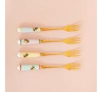 Yvonne Ellen Bee Cake Forks Set of 4 | Pastry & Dessert Forks, Fruit Forks, Gold Small Mini Fork for Cake & Dessert Serving | Gift Box Included