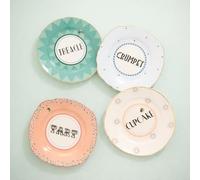 YVONNE ELLEN Cheeky Tea Plates Set of 4, Bone China Small Side Plates for Dessert, Cake & Salad, Decorative Kitchen Tableware, Hand Wash & Not Microwave Safe, Colourful Breakfast & Dinner Plate 16cm