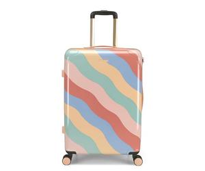 YVONNE ELLEN Medium Trolley Case, 4W - Four Wheels, Wobble Stripe Multicolour, Travel Suitcase, Hardside Collection