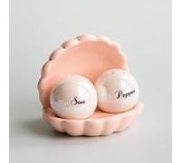 Yvonne Ellen Shell Salt & Pepper Shakers Set of 2 - Ceramic Salt and Pepper Sets for Table, Decorative Salt Shaker & Pepper Shaker Condiment Pots, Vintage Style Salt and Pepper Pots, 12 x 10 x 13 cm