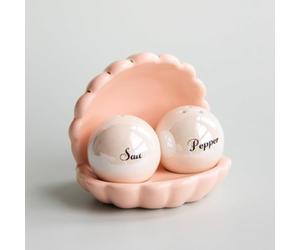 Yvonne Ellen Shell Salt & Pepper Shakers Set of 2 - Ceramic Salt and Pepper Sets for Table, Decorative Salt Shaker & Pepper Shaker Condiment Pots, Vintage Style Salt and Pepper Pots, 12 x 10 x 13 cm