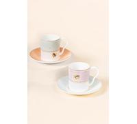 YVONNE ELLEN Slogan Espresso Cup & Saucers (Set of 2)