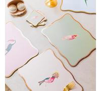Yvonne Ellen Tropical Birdies Bundle - Birds Placemats & Coasters (Set of 4 Each) - Tropical Tableware Gift Set