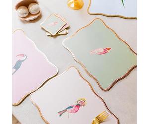 Yvonne Ellen Tropical Birdies Bundle - Birds Placemats & Coasters (Set of 4 Each) - Tropical Tableware Gift Set