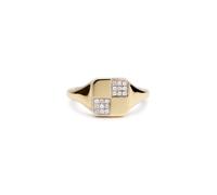 Yvonne Leon Baby Chevaliere Damier 9kt Gold Pink Ring - 47 (UK I 1/2)