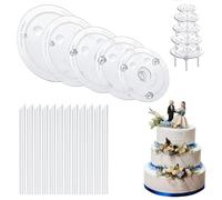 YVPSI 20Pcs Cake Dowel Rods Set 15pcs Cake Tier Supports Rods, 5pcs Cake Separator Plates for 4/6/8/10/12Inch Tiered Cake Stacking Birthday Wedding