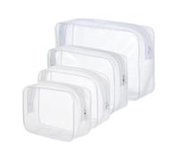 YVRUXIKN 4 Pack Clear Makeup Bags, Travel PVC Waterproof Clear Makeup Pouch Vinyl Plastic Organizer Bags with Zipper for Vacation Bathroom (White)