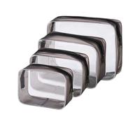 YVRUXIKN 4 Pack Clear Makeup Bags, Travel PVC Waterproof Clear Makeup Pouch Vinyl Plastic Organizer Bags with Zipper for Vacation Bathroom (Black)