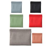 YVRUXIKN 6 Pcs Small Makeup Bags for Purse,Self-Closing Snap Closure Organizer Pouches, Portable No Zipper PU Leather Cosmetic Bags for Travel, Car, Daily Use-Holds Headphones, Jewelry, mix colors,