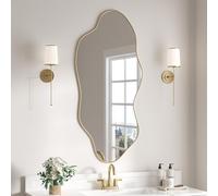 Yvsevnr Gold Irregular Bathroom Wall Mirror 54.5 x 120 cm Asymmetrical Decor Mirrors Vanity Modern Unique Wall Mounted Mirror for Entryway Hallway Living Room Bedroom Room Large