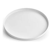 Yvttve White Round Tray Decorative Metal Serving Trays with Anti-slip Mats, Stainless Steel Circle Coffee Table Tray for Kitchen Counter, Centerpiece, Ottoman, Drinks (Ø 30 cm, White)