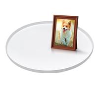 Yvttve White Round Tray Decorative Metal Serving Trays with Anti-slip Mats, Stainless Steel Circle Coffee Table Tray for Kitchen Counter, Centerpiece, Ottoman, Drinks (White, Ø 40 cm)