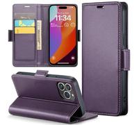YVWUNH for Iphone 1615 13 14 12 11 Pro Max SE X XR XS 8 7 6 6S Plus Card holder Wallet cover With Leather Phone Case,Purple,For iPhone 11 ProMax