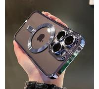 YVWUNH Luxury Plating Wireless Charge Case For iPhone 16 15 14 Plus 13 12 11 Pro X XR XS Max Clear Soft Magnetic Cover,Sierra Blue,For iPhone XR