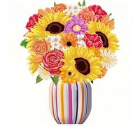 YVYAVGE 3D Pop-Up Flower Card With Sunflower Rose Daisy, Eternal Bouquet Greeting Card, Blank Note & Envelope, Birthday Gift, Holiday Decoration, Home Decor