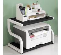 YVYKFZD 2 Tiers Printer Stand, Desktop Printer Table, Heavy Duty Printers Shelf, Compact Office Printers Rack Storage Shelf, for Small Spaces Double Layer Tray(White frame+black,L44cm)