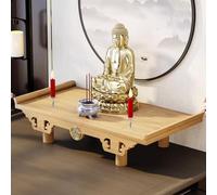 YVYKFZD Meditation Altar Table, Wealth Guangong Display Pedestal Offering Table, Bamboo Buddhist Altar Shrine Prayer Stand Buddha Niche Incense Tribute Puja Table(Wall-mounted wood color,54x28cm)