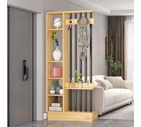YVYKFZD Wall Room Divider Bookshelf, Wood Room Divider Screen with Coat Rack, Freestanding Wall Divider Storage Cabinet, Privacy Screens Display Shelf, for Home Office Decorative(L walnut+black,31.4x1