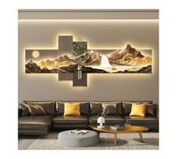 YVZYLXH 3D LED Light Wall Art Decor,Modern Large Crystal Porcelain Wall Decor for Living Room Bedroom,Warm Glow Ambient Lighting,Modern Wall Sculptures(Brown-b,130x50cm/51.2x19.7in)