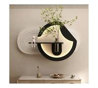 YVZYLXH 3D LED Wall Art Decor with Light, Modern Sandstone Texture Wall Decor with Artificial Greenery,Plug-in Lighted Wall Sculptures for Living Room, Bedroom, Hallway(Black-R,80x50cm/31.5x19.7in)