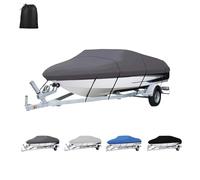 Ywanwj Heavy Duty Boat Cover - Marine Grade Polyester Oxford, Waterproof, Tear Proof for V-Hull Tri-Hull, Bass Fishing Boat (11-13ft, Grey)