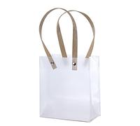 ywbag Clear Gift Bags With Handles, Reusable White Frosted Plastic Bags for Gifts Bags, Boutiques Bags, Parties Bags, Events Bags, Bulk 10 Pcs (5.9"x5.1"x2.1")