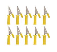 YWBL-WH 10Pcs Insulated Alligator Clip 5mm Copper Test Clamp Safety Test Wire Clip with 4mm Banana Jack for Car Electrical Testing Battery Connect (Yellow)