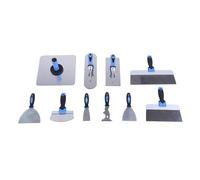 YWBL-WH 11Pcs Concrete Trowel Set, Masonry Hand Tools for Finishing Bricklaying Plastering with Stainless Steel Spatula Scraper Tray and Tool Bag