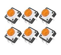 YWBL-WH 20PCS 12x12x7.3mm Tactile Push Button Switch Resettable LED Light Button Switch Push Switches Assortment Kits for Electronic Devices Household Appliances (Yellow)