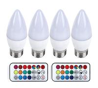 YWBL-WH 3W RGB LED Candle Bulb Color Changing Light Bulb with Remote Control 16 Colors 7 Gradient Modes for Home Decoration Bedroom Bar Hotel (E27 RGB+warm white 3000K)