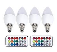 YWBL-WH 3W RGB LED Candle Bulb Color Changing Light Bulb with Remote Control 16 Colors 7 Gradient Modes for Home Decoration Bedroom Bar Hotel (E12 RGB + pure white 6000K)