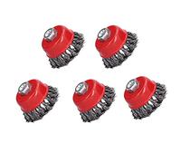 YWBL-WH 5Pcs Steel Wire Wheels Brushes Set, Bowl Type Twisted Clean Grinder M10 Screw Mounting Polishing Tool for Rust & Paint Removal